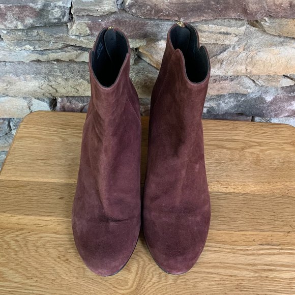 Boden Suede Ankle Boots Block Heel Back Zip Sz 40 Booties 3" India - Picture 2 of 13